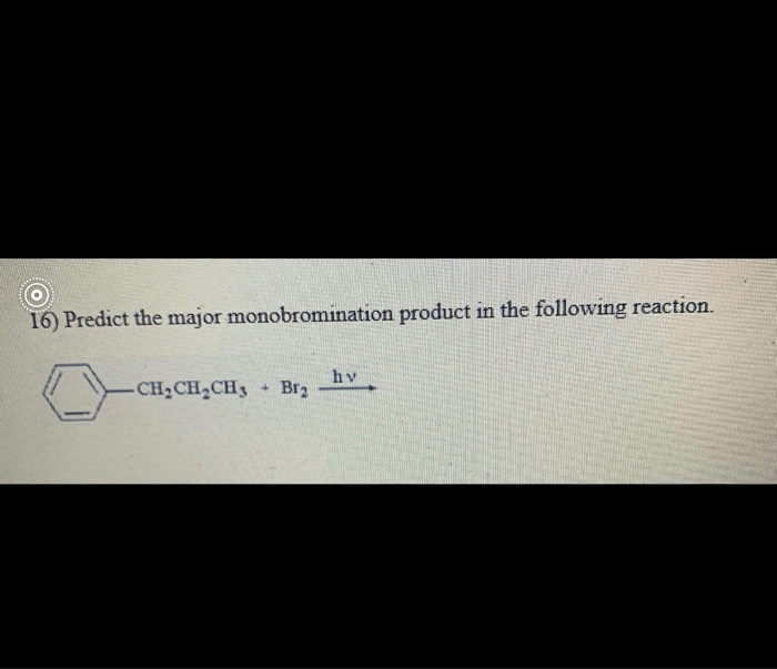 Predict the major monobromination product in the following reaction